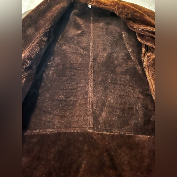 Brown Shearling Leather Vintage Coat - Picture 7 of 11